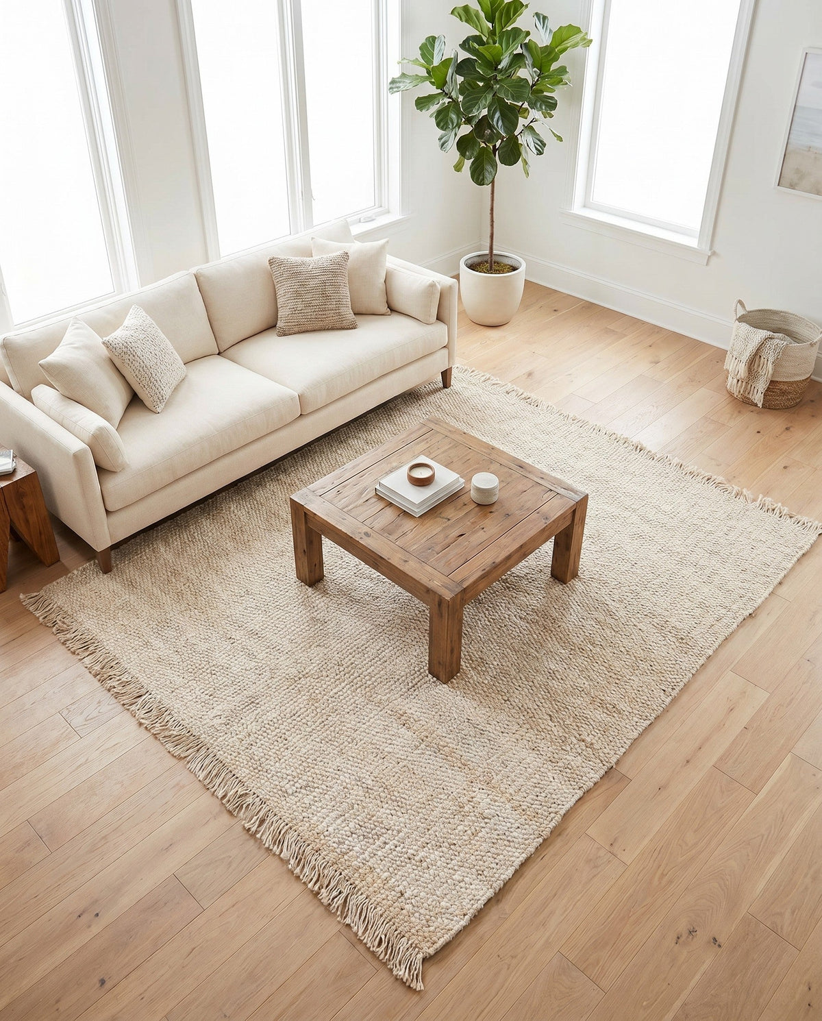 Savannah Jute Collection Area Rug - Seashore Square Ivory  lifestyle 196