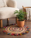 Osian Looms Collection Area Rug - Kathmandu Round Multi  lifestyle 65