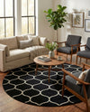 Trellis Mosaic Collection Area Rug -  Pergolatown (Black) Round Black  lifestyle 32