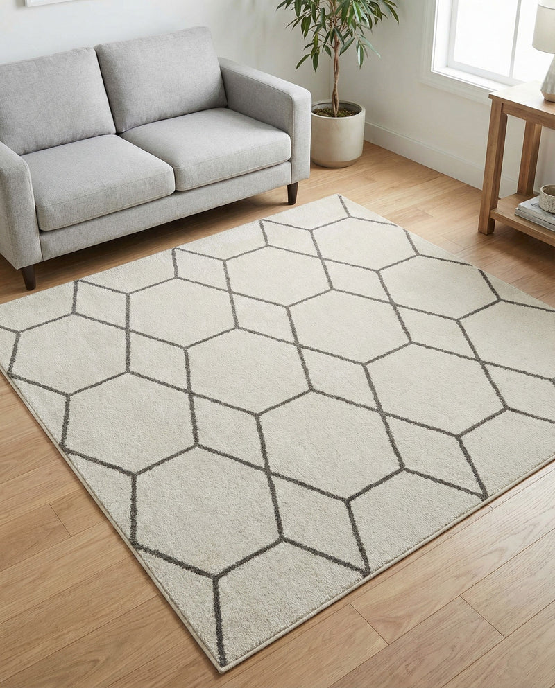 Trellis Mosaic Collection Area Rug - Arborville (Ivory) Square Ivory  lifestyle 44