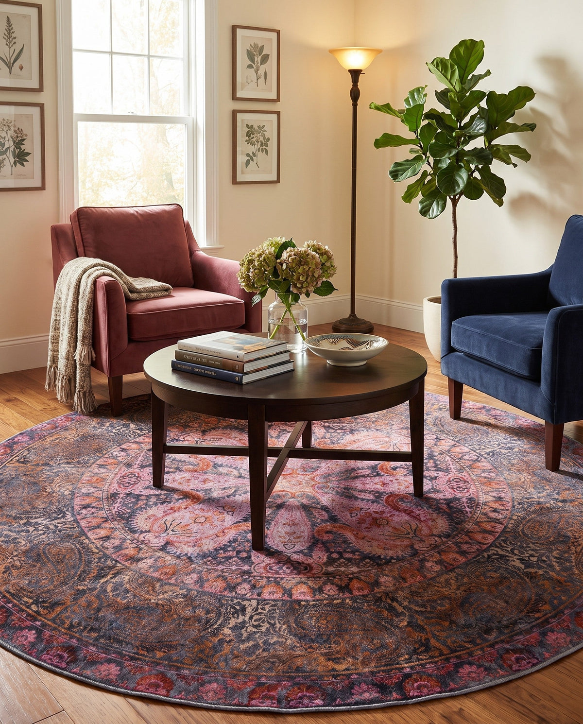 Maranta Collection Area Rug - Paramaribo Round Pink  lifestyle 57