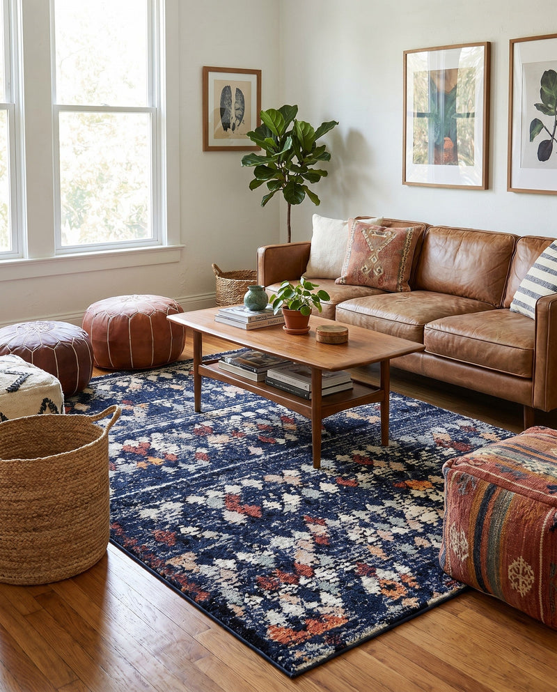 Tangier Treasures Collection Area Rug -  Marrakech Rectangle Navy Blue  lifestyle 20