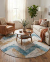 Dresden Elegance Collection Area Rug -  Bautzen Round Blue  lifestyle 42