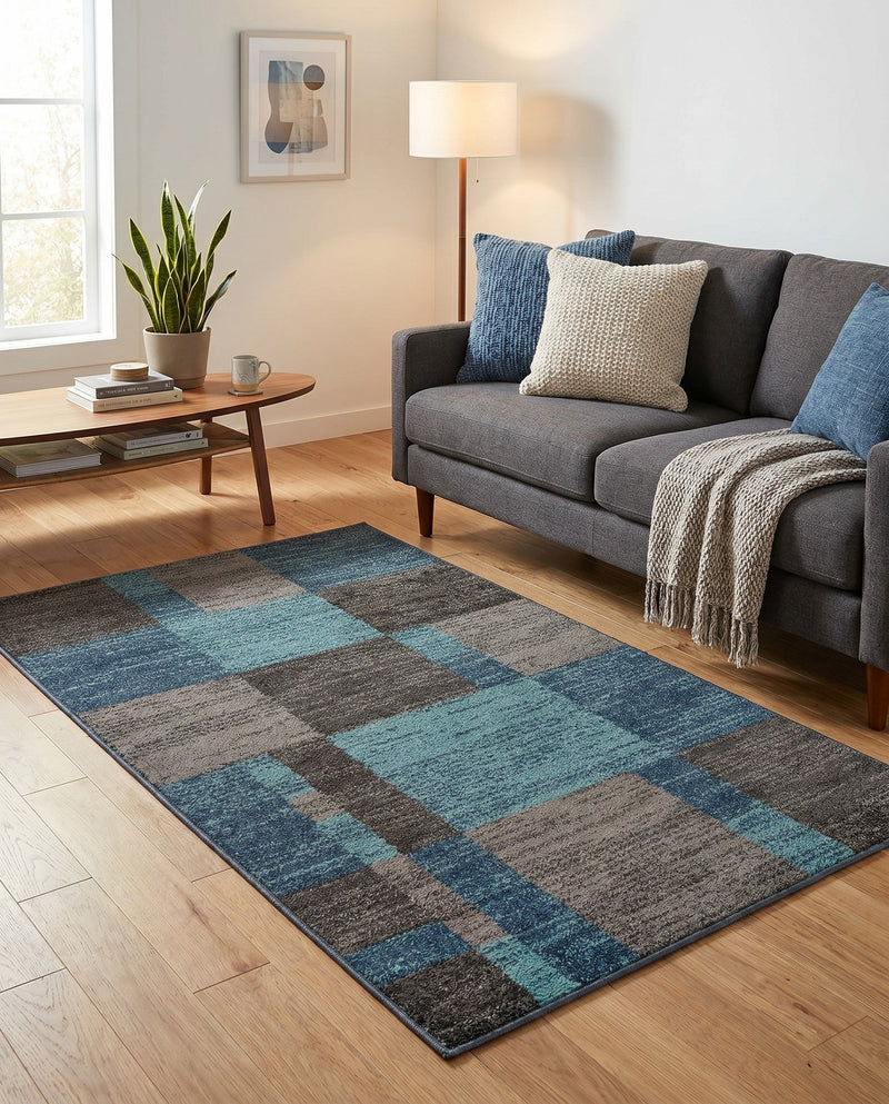 Autumn Meadow Collection Area Rug -  Sycamoreside (Blue Gray) Rectangle Blue Gray  lifestyle 14