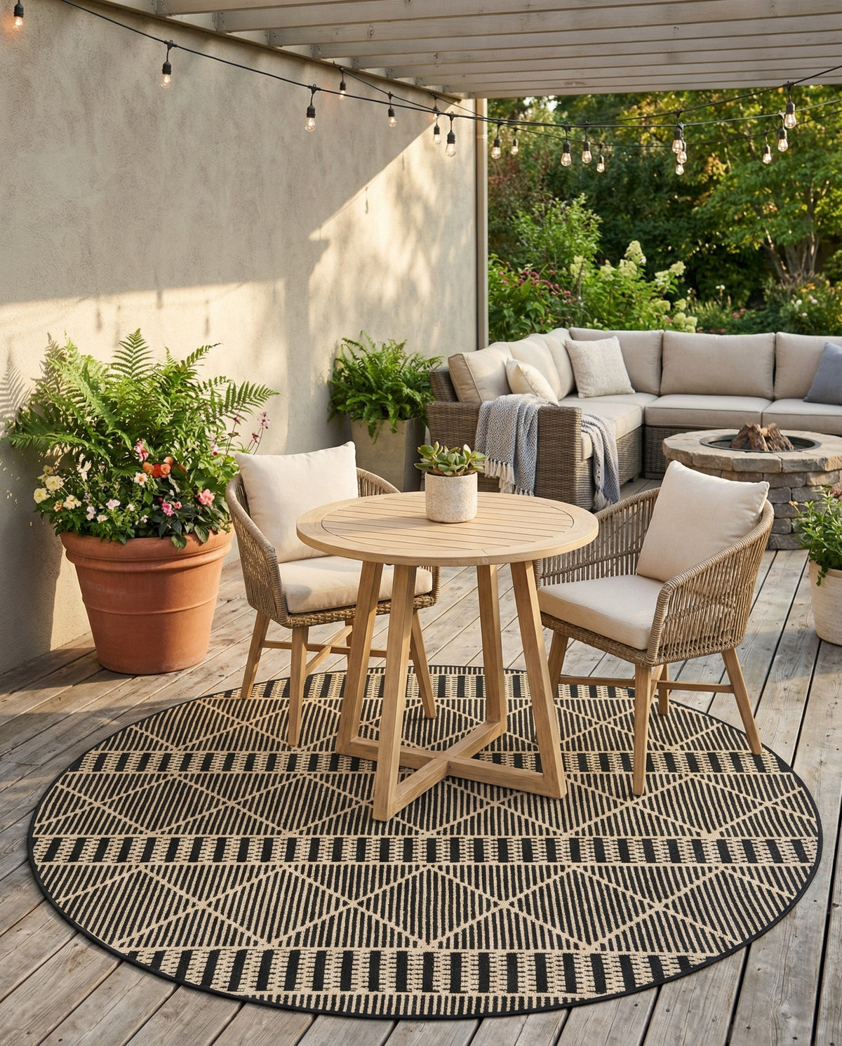 Savannah Pergola Collection Area Rug -  Glade Round Black  lifestyle 176