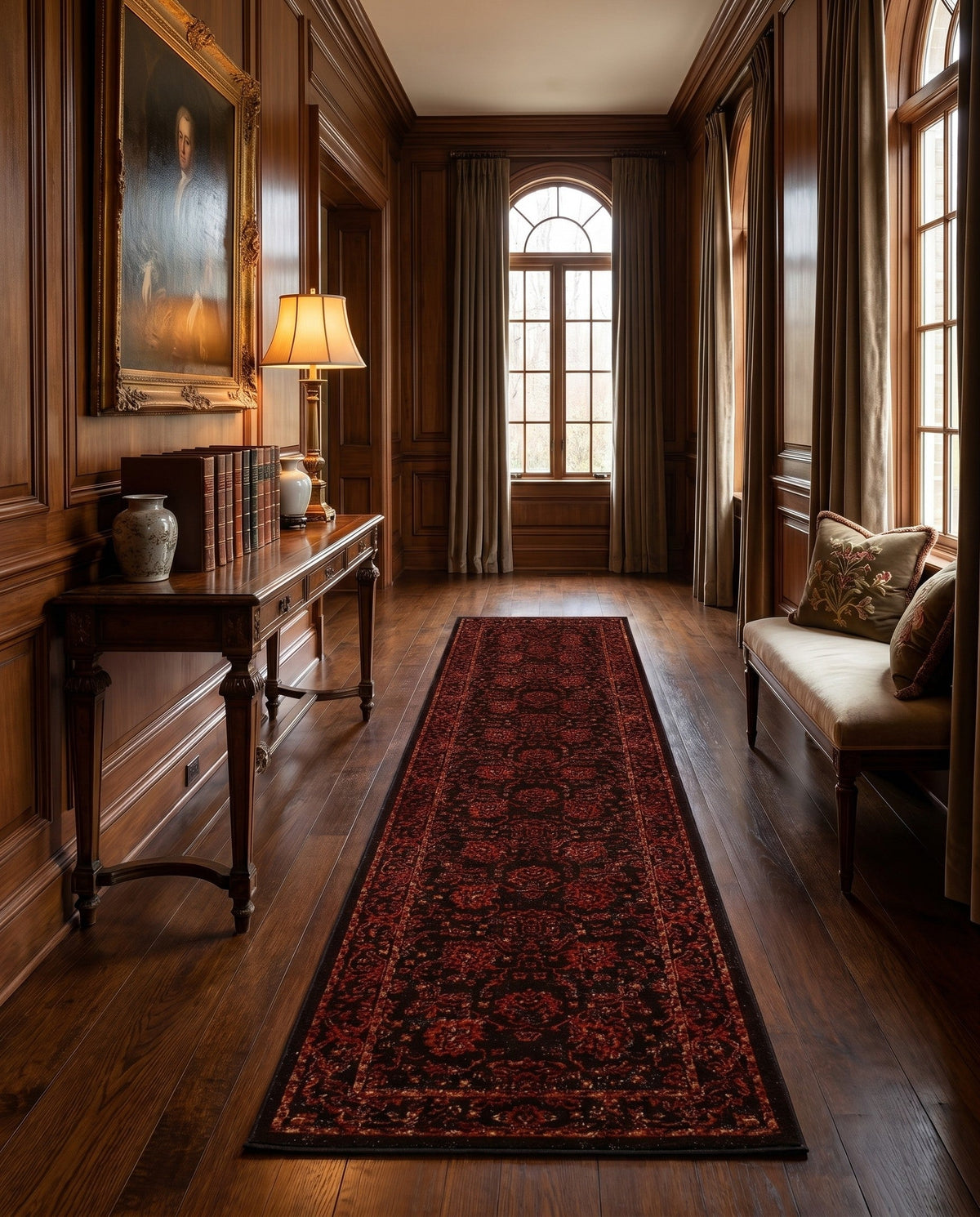 Geneva Terrace Collection Area Rug -  Lausanne Runner Black  lifestyle 201