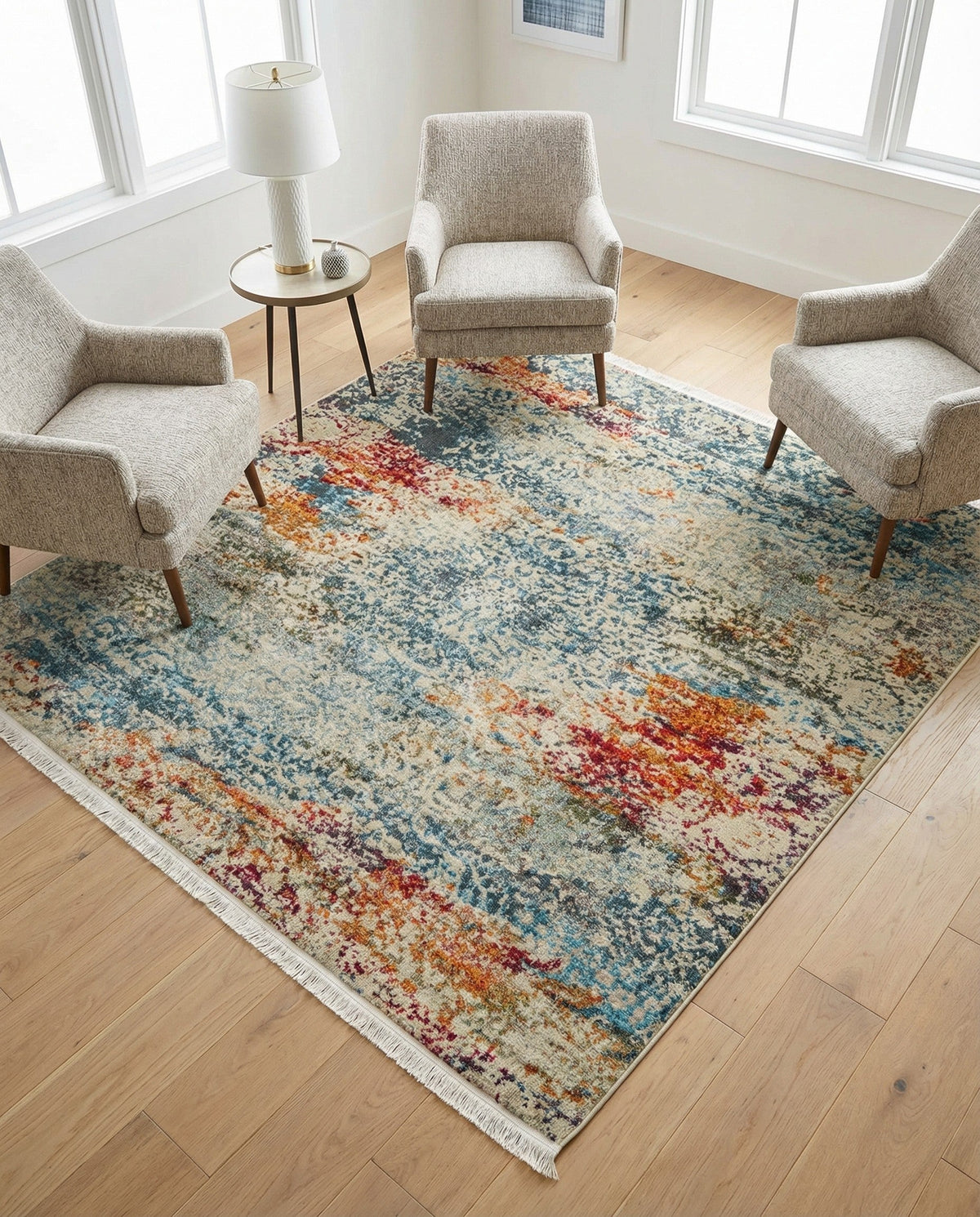 Caribbean Breeze Collection Area Rug -  Isla Square Cream  lifestyle 121