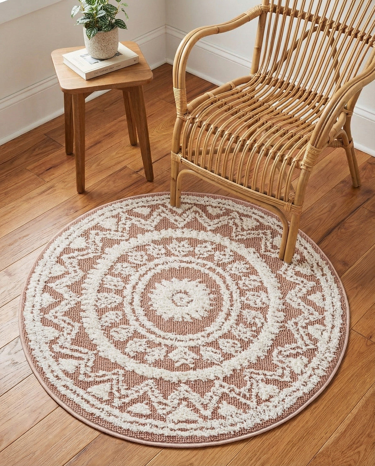 Sahara Chic Collection Area Rug -  Tangier Round Pink  lifestyle 197