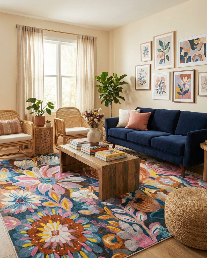 Meadow Breeze Collection Area Rug -  Daffodil Square Multi  lifestyle 70