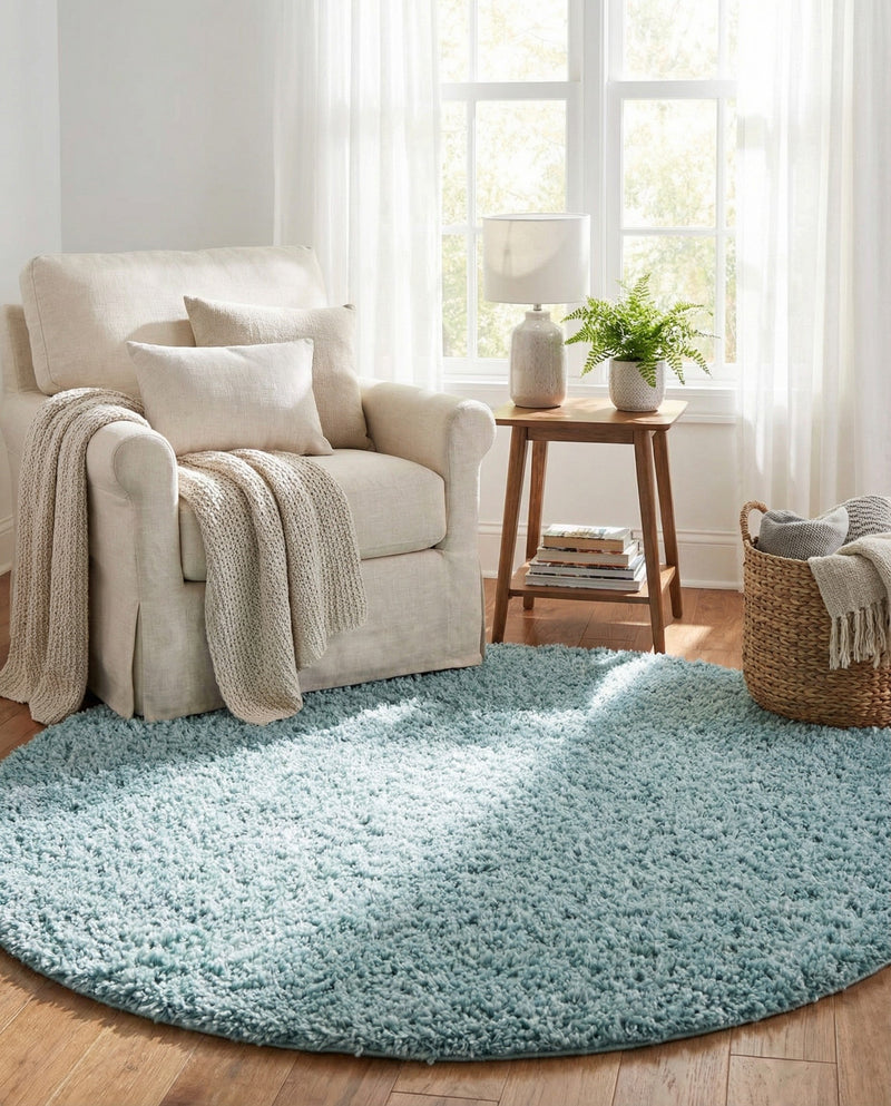 Alpine Plush Collection Area Rug -  Cortina (Aqua) Round Aqua  lifestyle 32