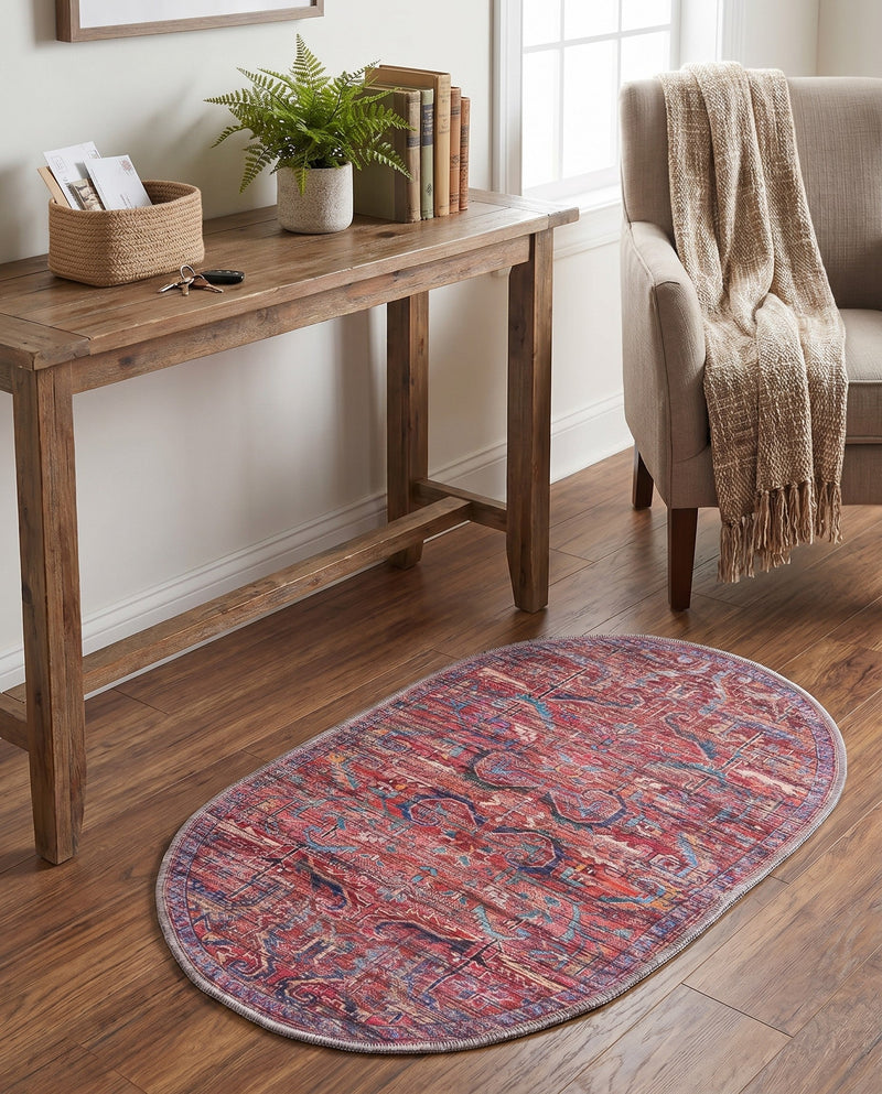 Zahara Oasis Collection Area Rug -  Tangier Oval Rust Red  lifestyle 73