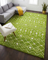 Berber Lattice Shag Collection Area Rug - Atlas (Green) Rectangle Green  lifestyle 14