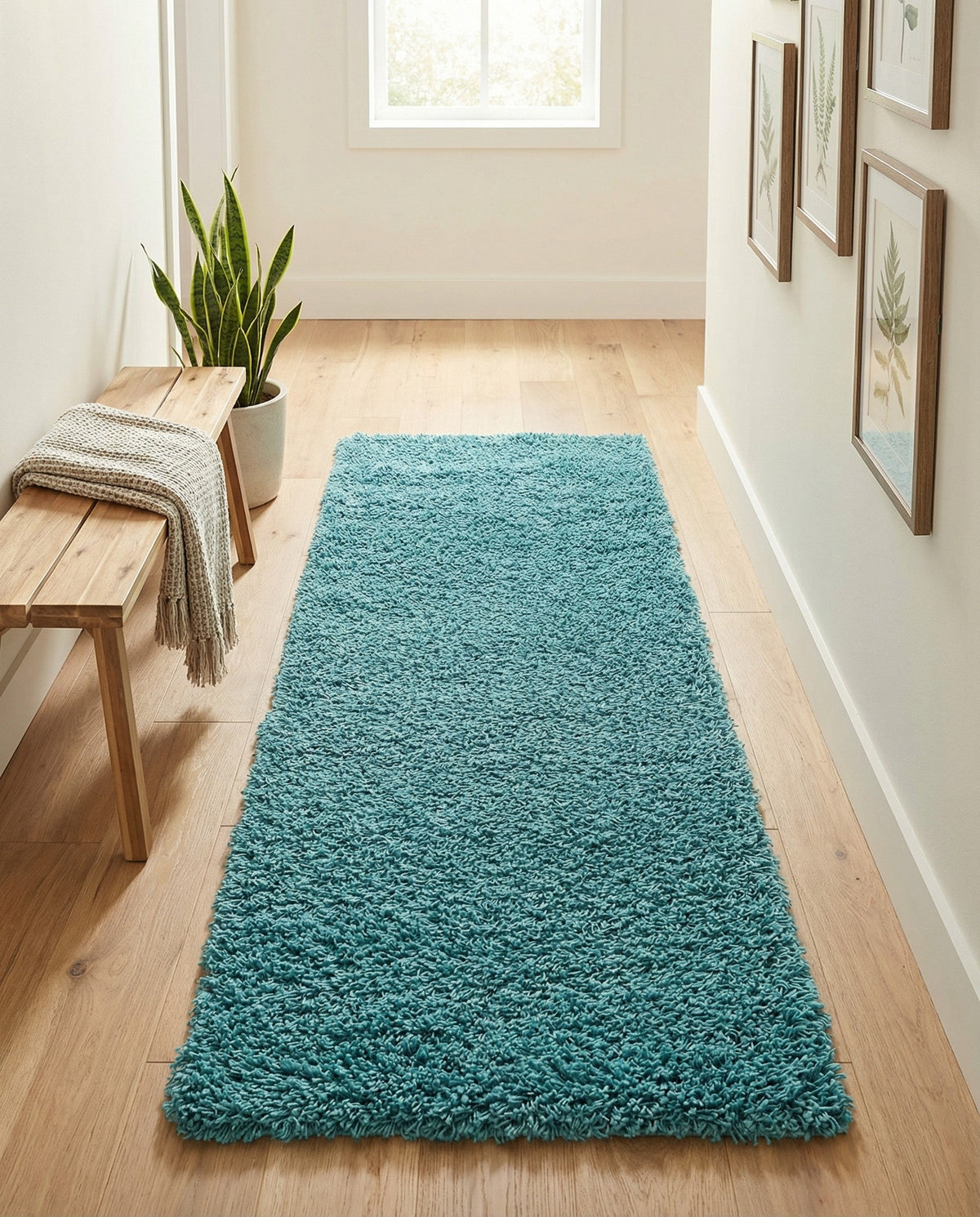 Plush Oasis Collection Area Rug - Serenity (Deep Aqua Blue) Runner Deep Aqua Blue  lifestyle 95