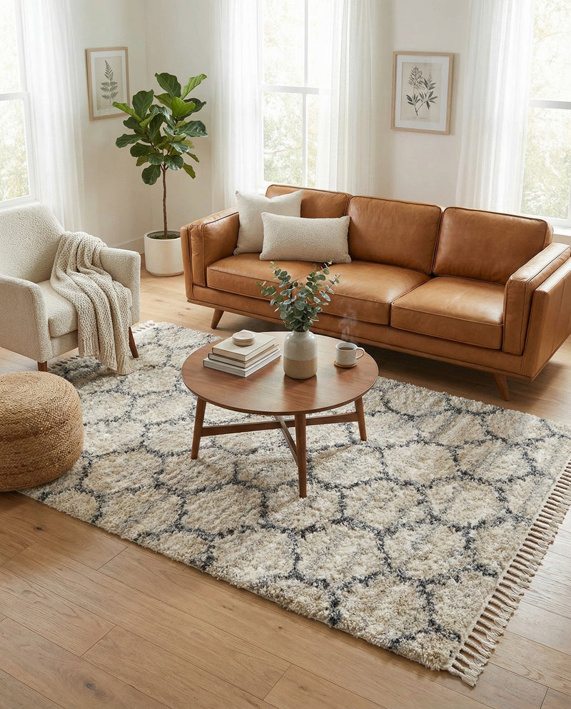 Cozy Cove Shag Collection Area Rug - Marina Rectangle Beige  lifestyle 28