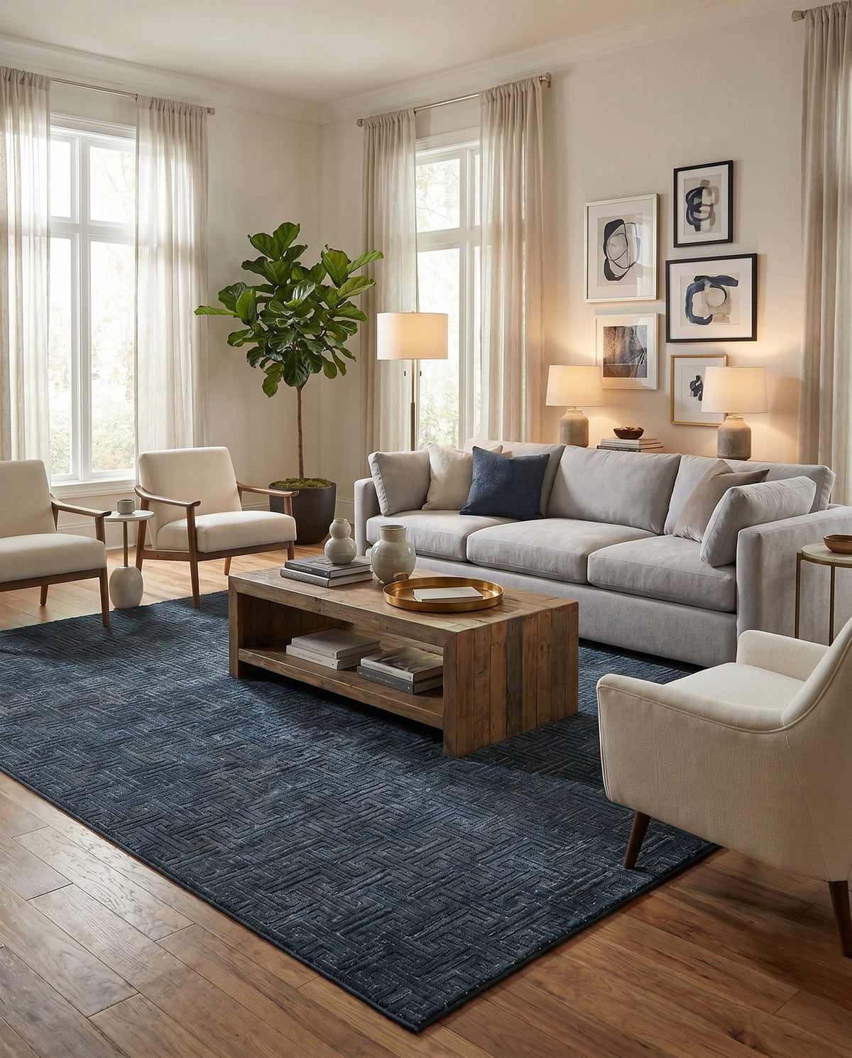 Metro Heights Collection Area Rug -  Hamilton Rectangle Navy Blue  lifestyle 14