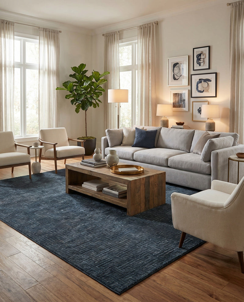 Metro Heights Collection Area Rug -  Hamilton Rectangle Navy Blue  lifestyle 14