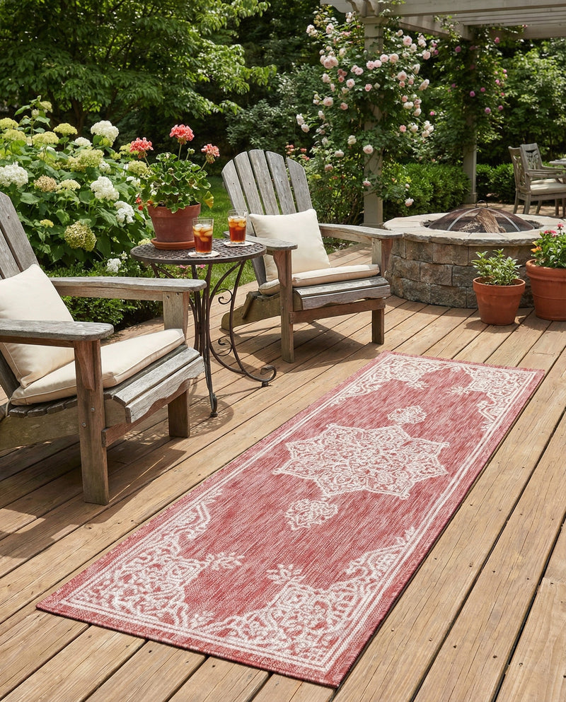 Patio Heritage Collection Area Rug -  Charleston (Rust Red) Runner Rust Red  lifestyle 52