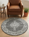 Dover Terrace Collection Area Rug - Marina (Dark Gray) Round Dark Gray  lifestyle 65