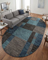 Autumn Meadow Collection Area Rug -  Sycamoreside (Blue Gray) Oval Blue Gray  lifestyle 37