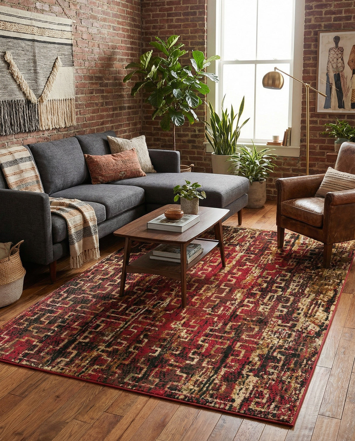 Neptune Elegance Collection Area Rug -  Proteus Rectangle Burgundy  lifestyle 30