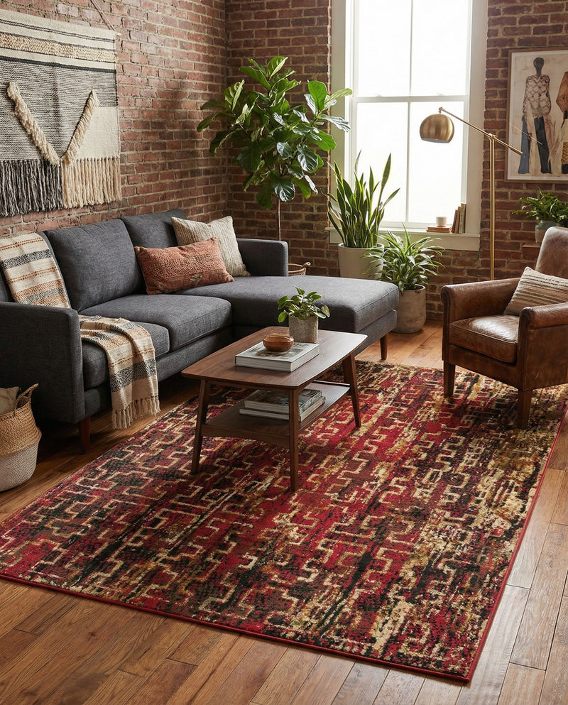 Neptune Elegance Collection Area Rug -  Proteus Rectangle Burgundy  lifestyle 30