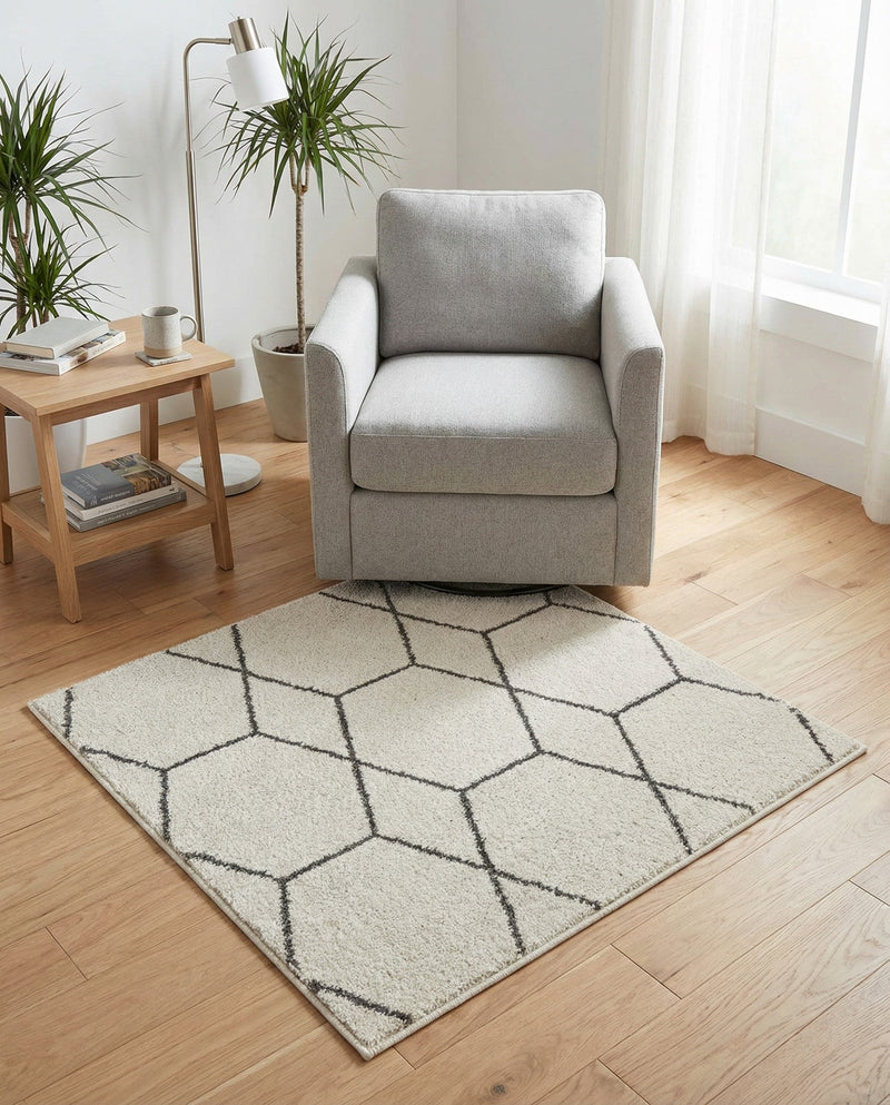 Trellis Mosaic Collection Area Rug - Arborville (Ivory) Square Ivory  lifestyle 57