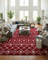 Berber Lattice Shag Collection Area Rug - Atlas (Burgundy Red) Rectangle Burgundy Red  lifestyle 6