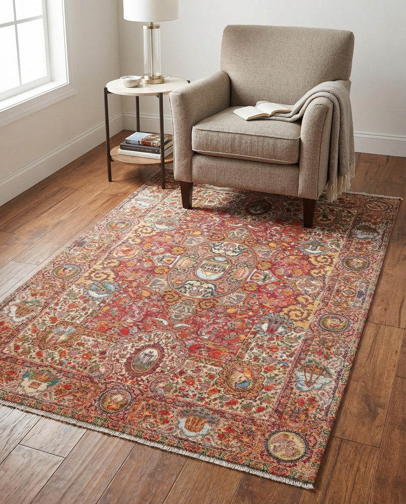 Bazaar Chic Collection Area Rug -  Khouribga Rectangle Rust Red  lifestyle 9