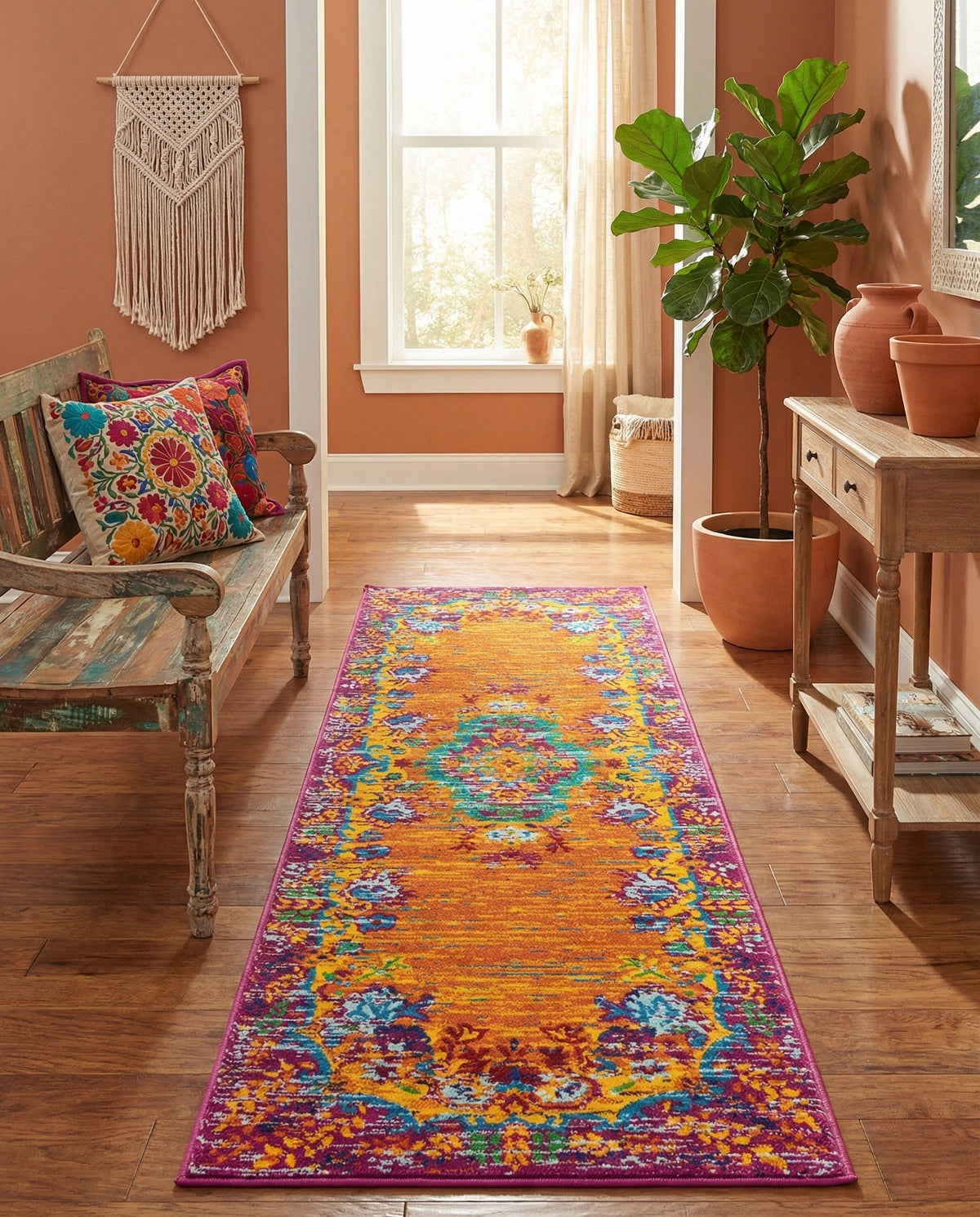 Caribbean Cove Collection Area Rug -  Nevis Runner Orange  lifestyle 102