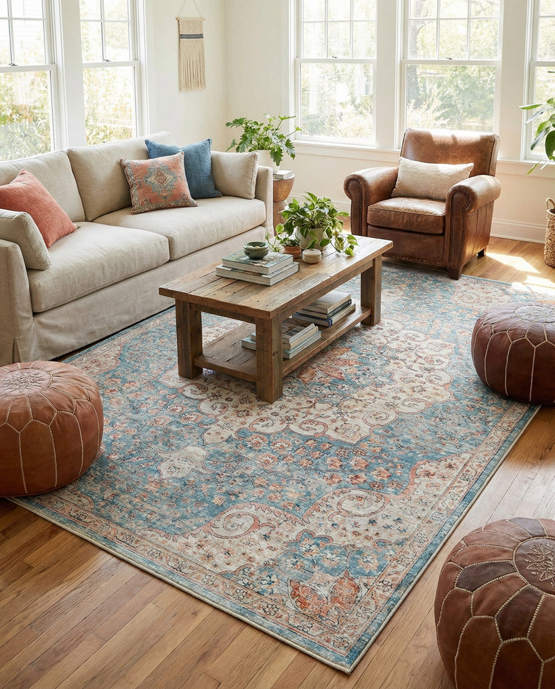 Coastal Haven Collection Area Rug - Seabreeze (Blue) Rectangle Blue  lifestyle 29