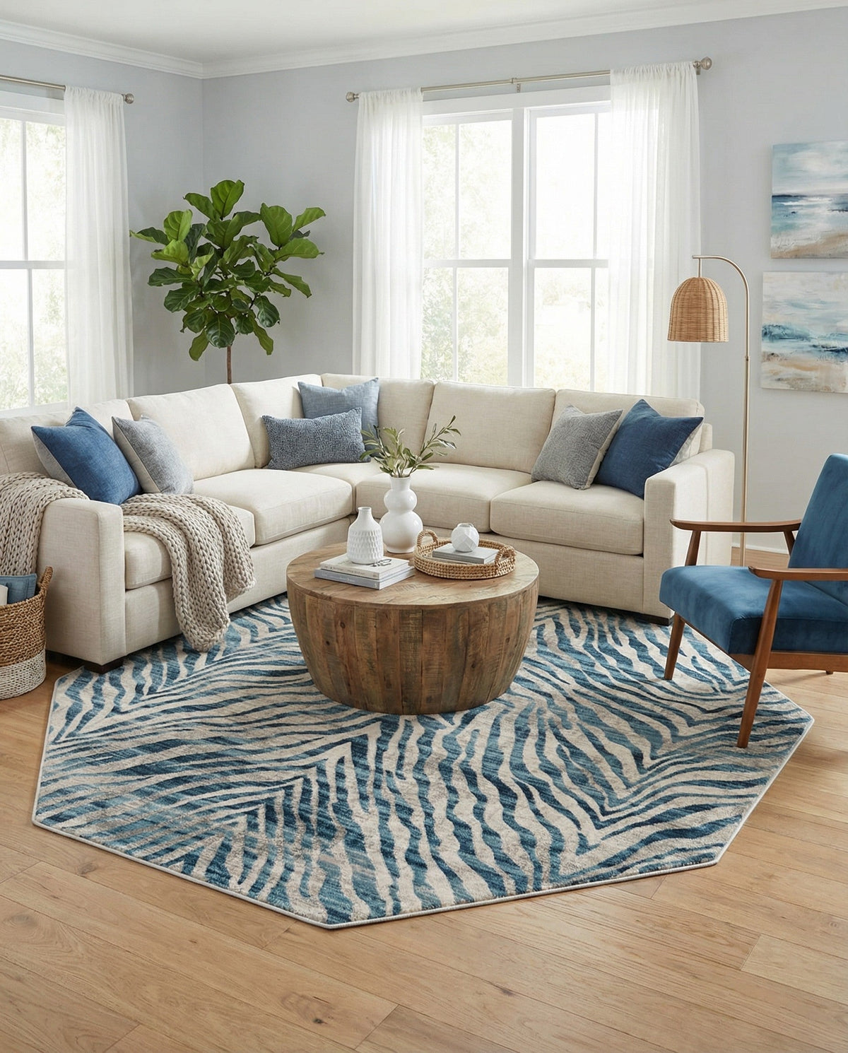 Bloomsbury Elegance Collection Area Rug -  Chelsea Octagon Blue  lifestyle 179
