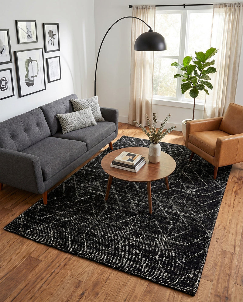 Nordic Loom Geometric Collection Area Rug - Oslo Rectangle Jet Black  lifestyle 56