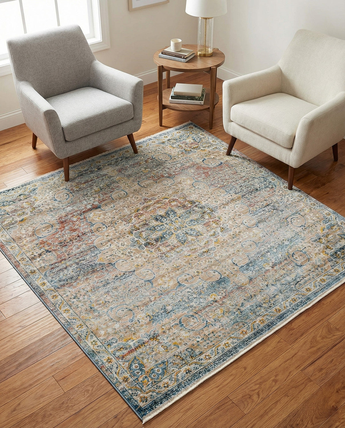 Coastal Haven Collection Area Rug - Seabreeze (Multi) Square Multi  lifestyle 84