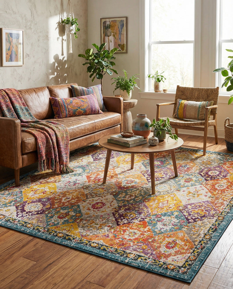 Brighton Terrace Collection Area Rug -  Rottingdean (Multi) Square Multi  lifestyle 67