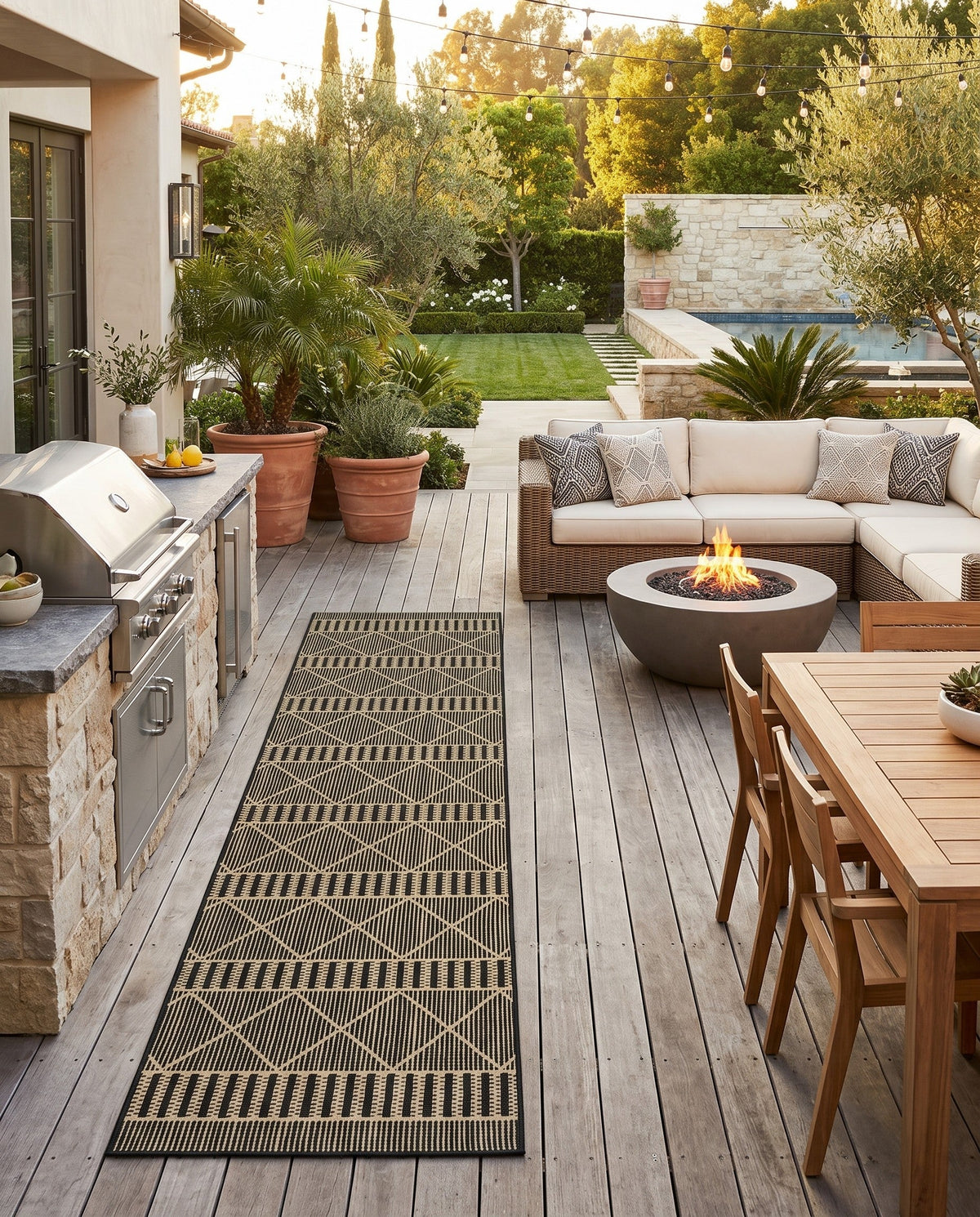 Savannah Pergola Collection Area Rug -  Glade Runner Black  lifestyle 190