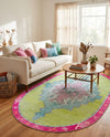 Heritage Elegance Collection Area Rug -  Winterthur (Green) Oval Green  lifestyle 40