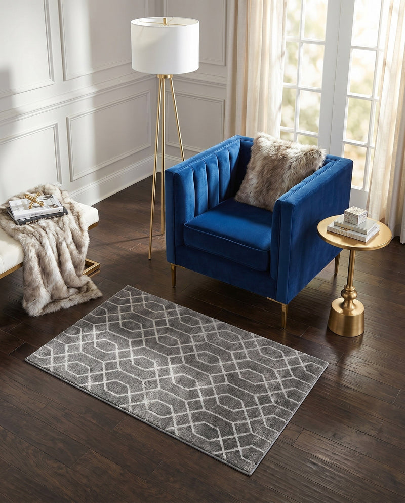 Hollywood Luxe Collection Area Rug - Sunset (Gray Silver) Rectangle Gray Silver  lifestyle 19