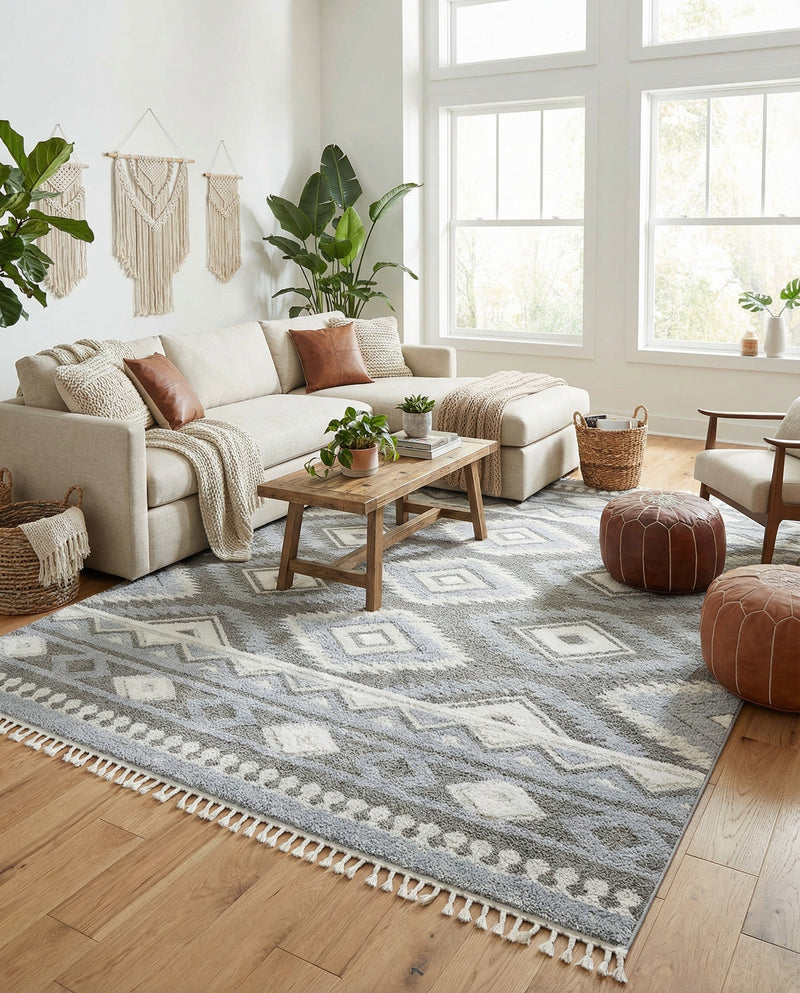 Sahara Chic Collection Area Rug -  Fez Rectangle Gray  lifestyle 23