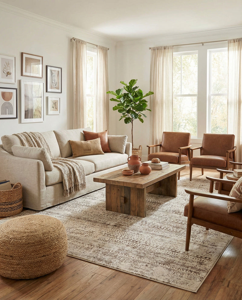 Sanctuary Retreat Collection Area Rug -  Refuge Rectangle Chocolate Brown  lifestyle 33