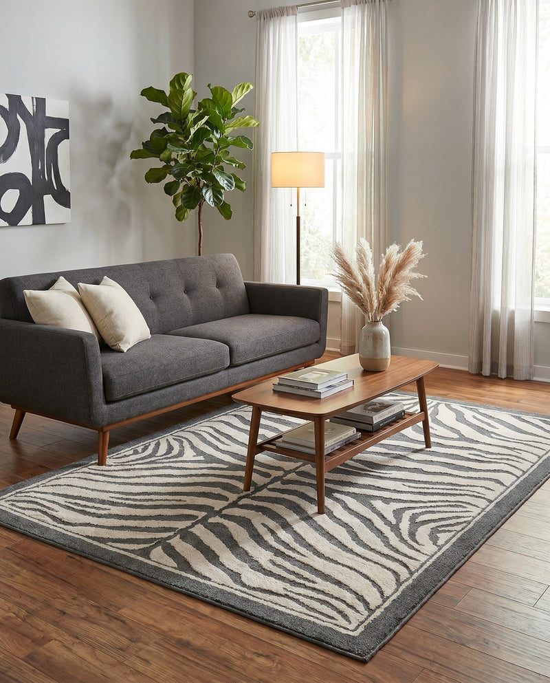 Savannah Sojourn Collection Area Rug -  Kalahari Rectangle Gray and Ivory  lifestyle 7