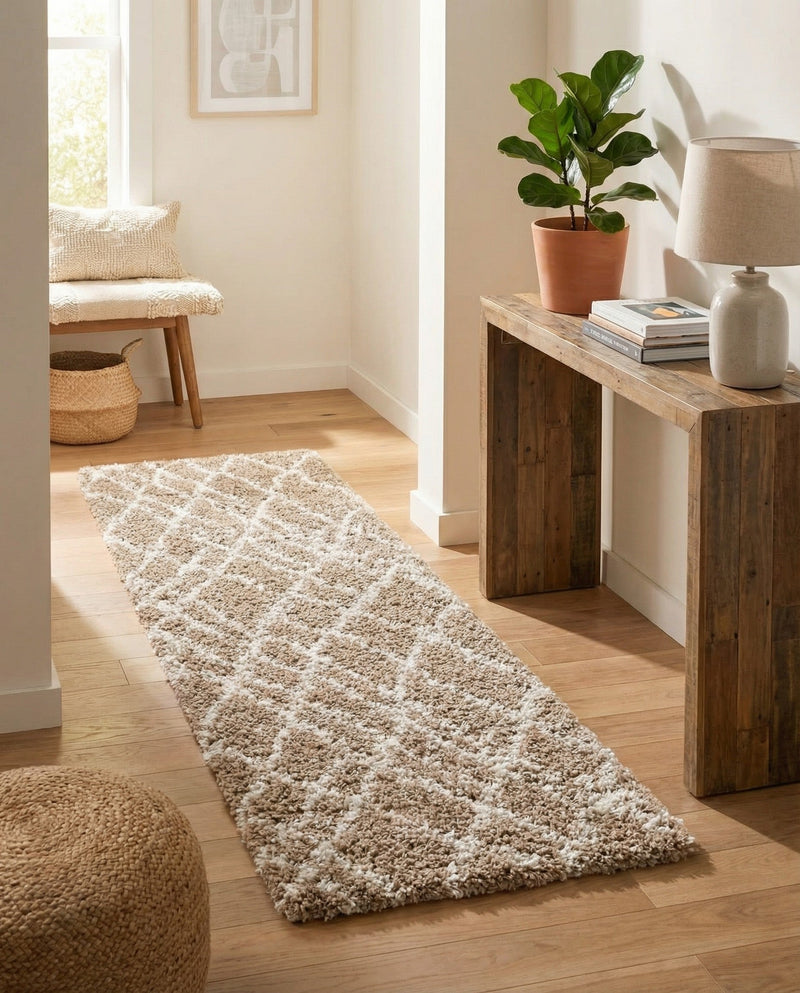 Cozy Haven Shag Collection Area Rug - Serenity (Khaki) Runner Khaki  lifestyle 66