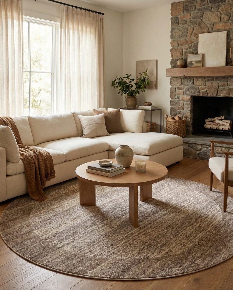 Studio Haven Collection Area Rug -  Conservatory (Beige) Round Beige  lifestyle 65