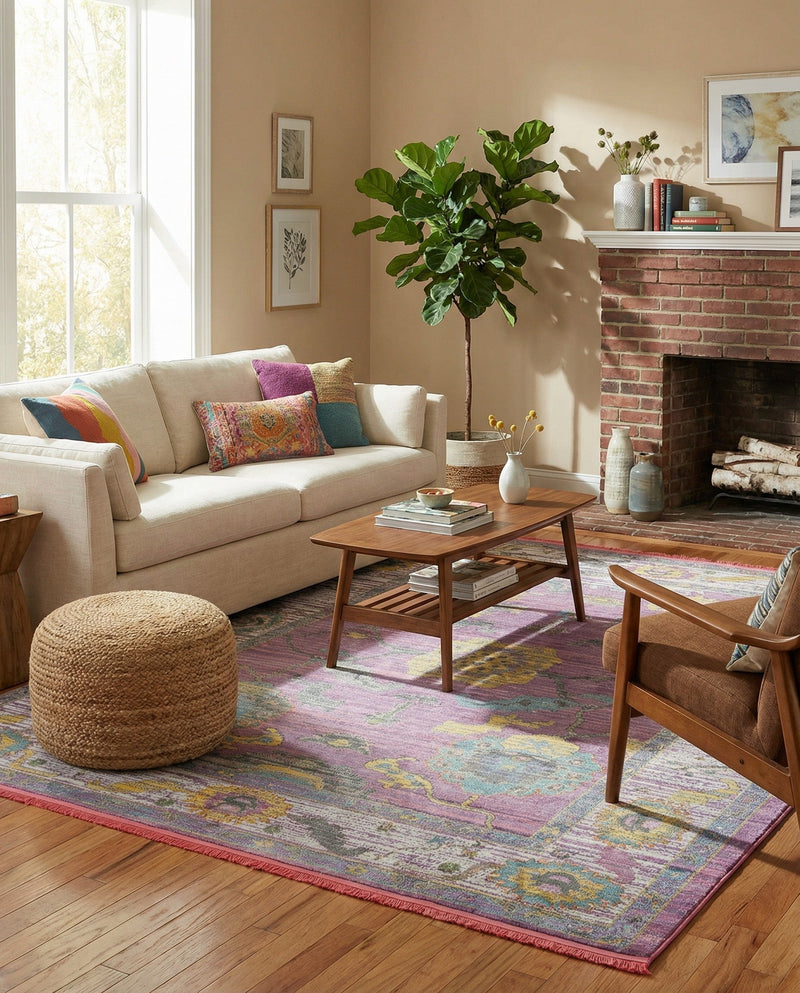 Arcadia Rugs Collection Area Rug - Eden (Pink) Rectangle Pink  lifestyle 20