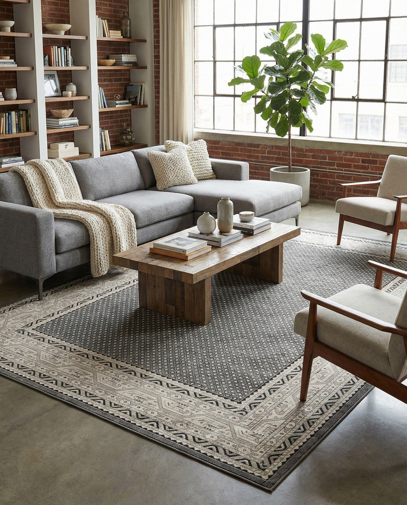 Soho Elegance Collection Area Rug -  Mercer (Gray) Rectangle Gray  lifestyle 33