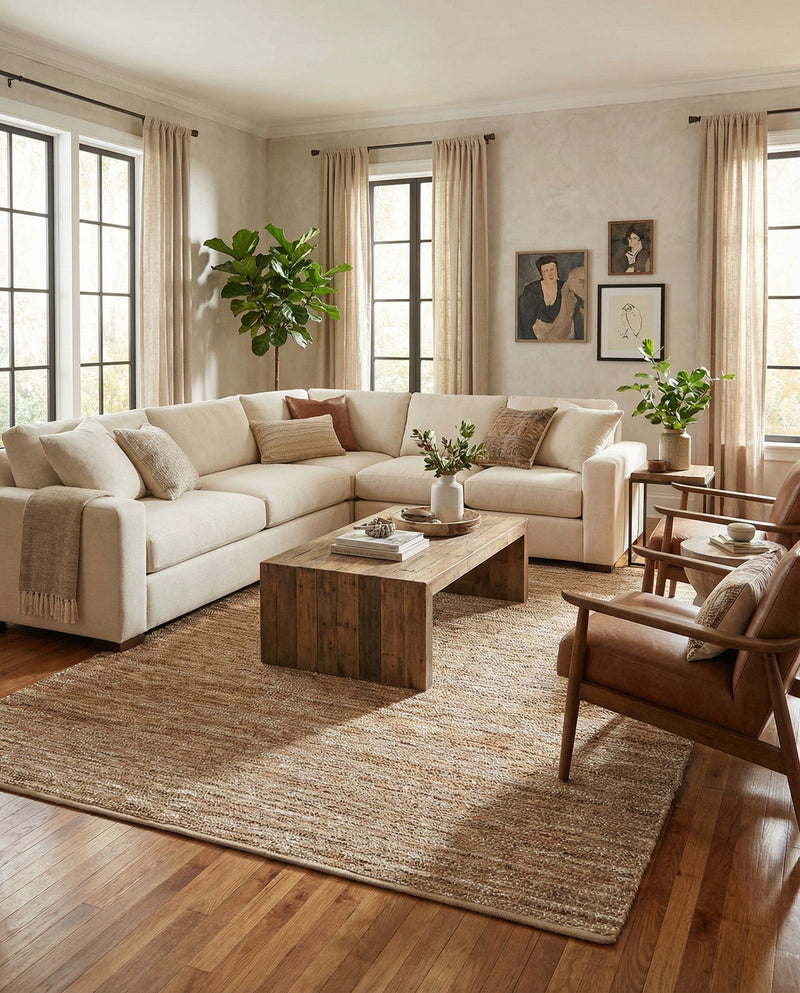 Urban Shimmer Jute Collection Area Rug - Metropolis Rectangle Natural  lifestyle 5