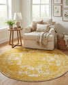 Dover Terrace Collection Area Rug -  Lagoon (Yellow) Round Yellow  lifestyle 63