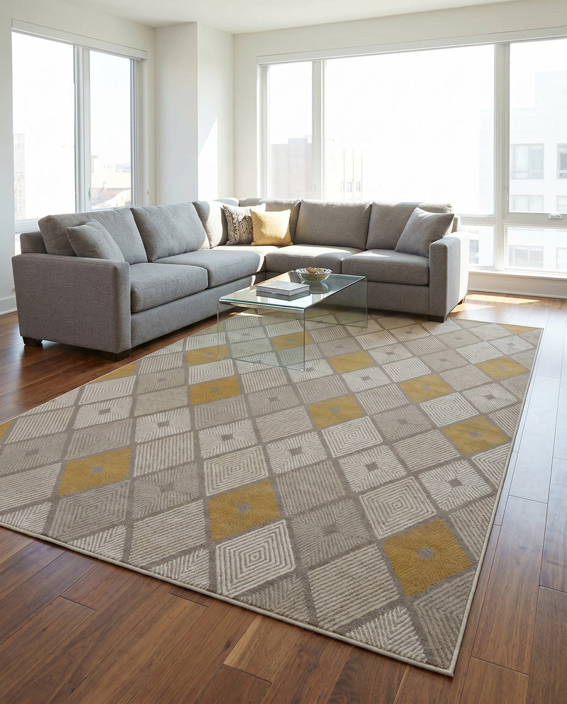 Coastal Haven Collection Area Rug -  Anchorage Rectangle Ivory and Yellow  lifestyle 19