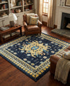 Tabriz Tapestries Collection Area Rug - Azerbaijan (Navy Blue) Square Navy Blue  lifestyle 31