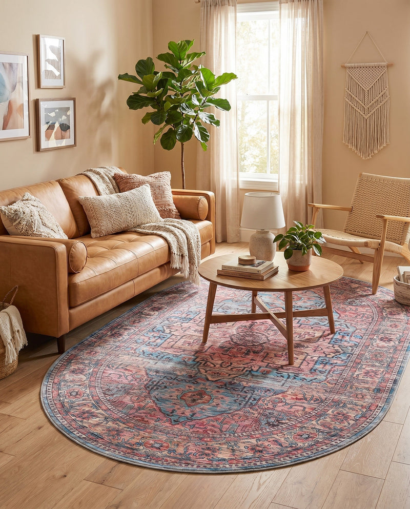 Zahara Oasis Collection Area Rug -  Fez Oval Blue  lifestyle 52