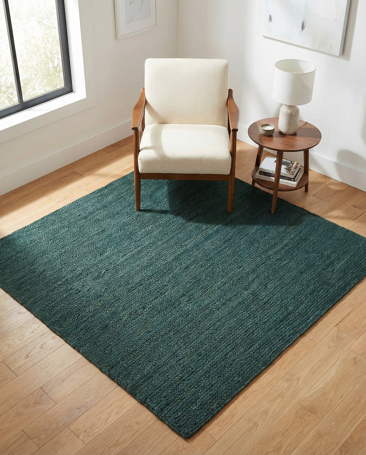 Woven Seaside Jute Collection Area Rug - Martha's Square Green  lifestyle 64